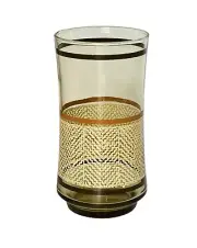 Libbey BOLERO WOODHUE Smoke Brown Stripe Tweed Retro 12 OZ Glass Tumbler
