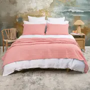Sheraton Luxury Pick Stitch Coverlet Set Peach Coral (Single/Double, Queen/King)