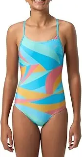 [Speedo] Girls Mesh Splice Crossback Swimsuit One Piece