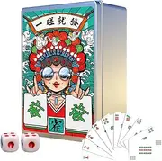 Mahjong Travel Set | /Set Mahjong Playing Cards | Majhong Games, Portable Thickened Cards for Poker Game, Festival, Picnic, Party, Home Entertainment