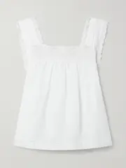 [DÔEN] DÔEN - Aphra Crochet-trimmed Ramie Top - White - large large White