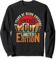 [X.Style] 16 Year Old Retro Vintage 2007 Limited Edition 16th Birthday Sweatshirt ds145 Sweater (S) Black