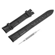 Leather Band Embossed 14mm Watch Strap with Spring Bar Tool, Black