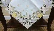 Elegantlinen Embroidered Daisy Cutwork 51x51" Square Polyester Tablecloth Spring