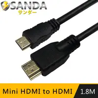 在飛比找PChome24h購物優惠-SANDA 1.8M Mini HDMI to HDMI 影