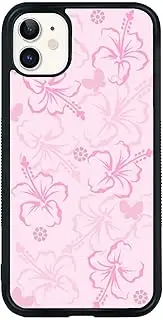 Seconddog for iPhone 13 mini Case Cute Kawaii Pink Hibiscus Hawaiian Flower Floral Aesthetic Phone Case for Girls Preppy Women and Teens Men