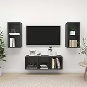 3 Piece TV Cabinet Set Grey Engineered Wood Entertainment Centres
