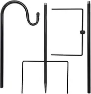 Heavy Duty Shepherd's Hooks - 38in Outdoor Poles with 5-Prong Base for Hanging Lights & Plants | Sturdy Metal Garden Hooks for Lanterns, Solar Lights & Wedding Decor (Set of 2, Black)