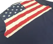 Polo Ralph Lauren B&T American Flag Patch Naval Distressed VTG Wash Rugby Shirt