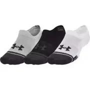 Under Armour Performance Tech 3 Pack Ultra Low Tab Socks Grey Mens Cushioned
