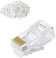 Cat6 RJ45 Ends, 10-Pack Connector, Cat5e RJ45 Connector, Ethernet Cable Crimp Connectors UTP Network Plug for Solid Wire and Standard Cable, Transparent