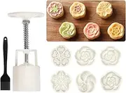 Proxima Direct 6 PCS Moon Cake Mold 50g Cherry Blossom Floral Mid Autumn Festival DIY Hand Press Moon Cake Mould Cookie Stamps Pastry Tool Moon Cake Maker Flower Impressions with Brush