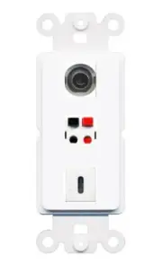 [3 Ports] 3.5mm SPEAKER USBC Rocker Wall Plate White