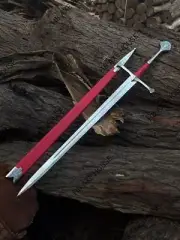 Custom Handmade Damascus Steel Median Viking Battle Ready Sword With Scabbard