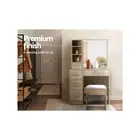 Artiss Makeup Vanity Dressing Table Desk with Slide Mirror, lock, Stool Set Oak
