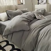 GGP Light Grey Solid Color Solid Color Solid Color 1.5M Bed Fitted Sheet Set With 200X230Cm Duvet Cover 4 Piece Bedding Set