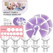 Nursi Luna Flange Sizing Kit with Flange Inserts 13/15/17/19/21mm 10PCS, Nipple Ruler Tool, 2 Hot and Cold Breast Therapy Packs, Flanges Insert for 24mm Pump, Breastfeeding Essential Kit for New Moms
