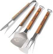 YouTheFan NHL 3-Piece Classic Series BBQ Grill Set: 18" Stainless Steel Sportula (Spatula), Fork & Tongs with 2 Bottle Openers