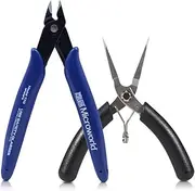 Microworld 3D Metal Model Tools, 2Pcs/Set Mini Flat Nose Plier Nipper Tool with Comfort Grip Handle, Professional for DIY 3D Metal Puzzle Model Kit Jigsaw Metal Earth Assembling