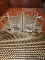 A Pair of Tiffany & Co Fine Crystal Glass Cold Beverage/Beer Mugs Signed Tiffany