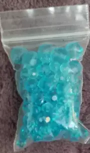 Aquamarine Blue Aurora Borealis Cut Crystal Round Beads 135 Beads