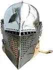 Medieval Knight T Face Barbuta Helmet Weapon Armor W/Stand Rustic Vintage Home
