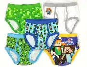 Minecraft Underwear Boys X-Small 4 100% Cotton Briefs Creeper Zombie Alex Gift