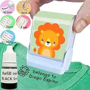 New Ogelz Name Stamp for Kids Clothes Clothing Personalized The Name Stamp Custom Daycare Stickers Tag Label Preschool Nursing Home Washable Dryer Safe Animal Theme Lion (Stamp Kit with Ink)