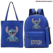 Stitch Backpack Set Student Schoolbag Backpack + Pencil Case + Handbag Three-piece Set high quality dark blue suit 1