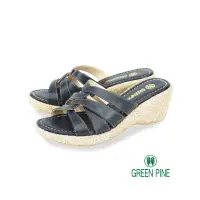 在飛比找momo購物網優惠-【GREEN PINE】交錯編織6.5cm楔形拖鞋藍色(00