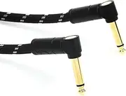 Fender Deluxe Series Patch Cable, Guitar Cable, Guitar Accessories, Short Instrument Cable for Guitar Effects Pedal, Angle/Angle, Black Tweed, 3ft