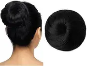 SARLA Donut Chignon Bun Straight Updo Hair Bun Hairpieces Synthetic Scrunchie Hair Bun Extensions Q3 (1B Jet Black)