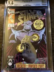 Silver Surfer #50 CGC 9.6 WHITE PAGES Marvel 1991 Thanos Embossed Foil Cover