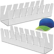 2 Pack Hat Organizer, No Install Hat Holder Storage Organizer Holds Up to 7 Caps, Acrylic Hat Stands for Baseball Caps Display, Baseball Cap Hat Rack for Dresser Closet Bedroom Living Room (Transparent)