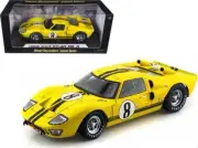 1966 Ford GT-40 MK II #8 Yellow with Black Stripes 1/18 Diecast Model Car by