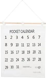 LOPUNER Monthly Calendar Pocket Chart for Wall Cotton and Linen Storage Pouch Easy Access Organizer for Daily Routine for Bedrooms Offices and Living Spaces