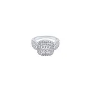 Square Shaped Cluster Ring with Cubic Zirconia in Sterling Silver