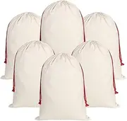Inspireyee 6 Pack Large Christmas Bag Santa Sacks Xmas Canvas Cotton Xmas Sack Stocking with Drawstrings (Pattern 7, 19.5 X 27.5)