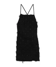 MSGM Floral Patch Square Neck Mini Dress IT40,IT42,IT38 Black