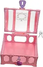 CORHAD Plastic Treasure Chest Box for Locking Pirate Storage Container for Party Favors Classroom Use Medium with Pink Round Lid for Jewelry Storage