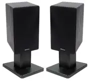 (2) Rockville RockShelf 64B Black 6.5" Home Bookshelf Speakers+8" Speaker Stands