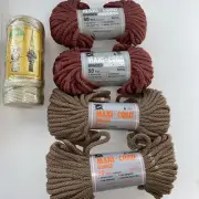 LOT of 5 - MACRAME Craft Cord 4 Maxi Cord 6mm 50 yds + 1 KBI 82 Yds 5mm Natural