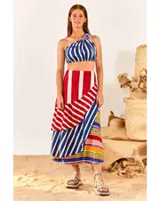 FARM Rio Twisted Linen-Blend Top NoColor