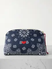 [CALL IT BY YOUR NAME] CALL IT BY YOUR NAME - Coeur Vanity Embroidered Bandana-print Cotton Pouch - Navy - One size One size Blue