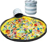 Toy Storage Organizer Basket and Play Mat, Toy Quick Cleanup Collapsible Bin wit