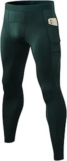 [LEICHR] Mens Compression Tights Workout Pants, Running Leggings with Pockets, Cool Dry Baselayer Gym Pants
