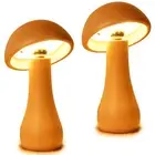 2 Pack Wooden Mushroom Lamp, Portable Cordless Small Lamp, Rechargeable Batte...