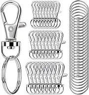 100PCS Premium Metal Swivel Snap Hooks with Key Rings,Swivel Lobster Claw Clasps for Keychain Clip Lanyard,Jewelry Making,DIY Crafts(Silver) (Silver)