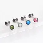 4 Pcs of Fire Opal Bezel Set Internally Threaded Labret Package