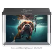 Underwater Boxer Dog Polyester Fish Tank Glass Backdrop Aquarium Background